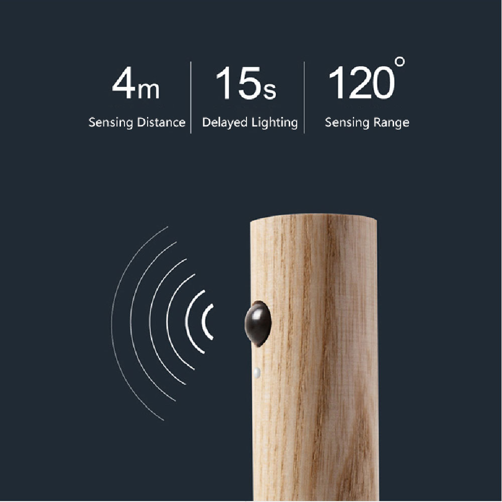 Magnetic Motion Sensor Night Light – USB Rechargeable Wooden LED Lamp
