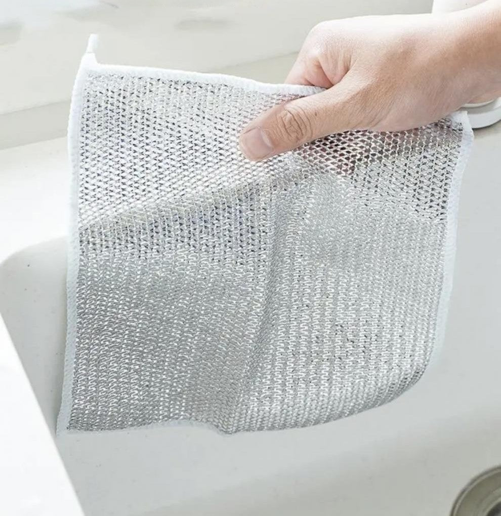 5-Pack Durable Steel Wire Scrubbers – Reusable Kitchen Cleaning Cloths