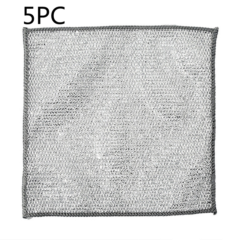 5-Pack Durable Steel Wire Scrubbers – Reusable Kitchen Cleaning Cloths