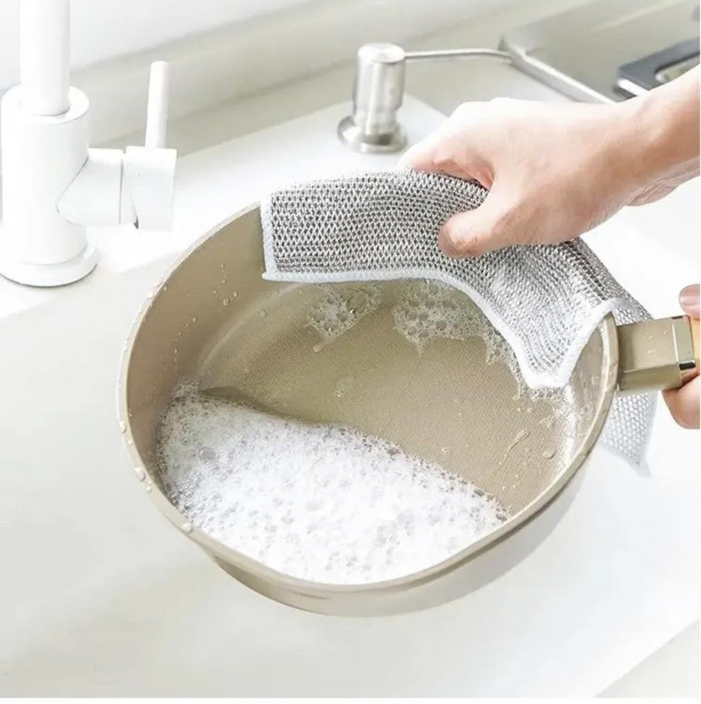 5-Pack Durable Steel Wire Scrubbers – Reusable Kitchen Cleaning Cloths