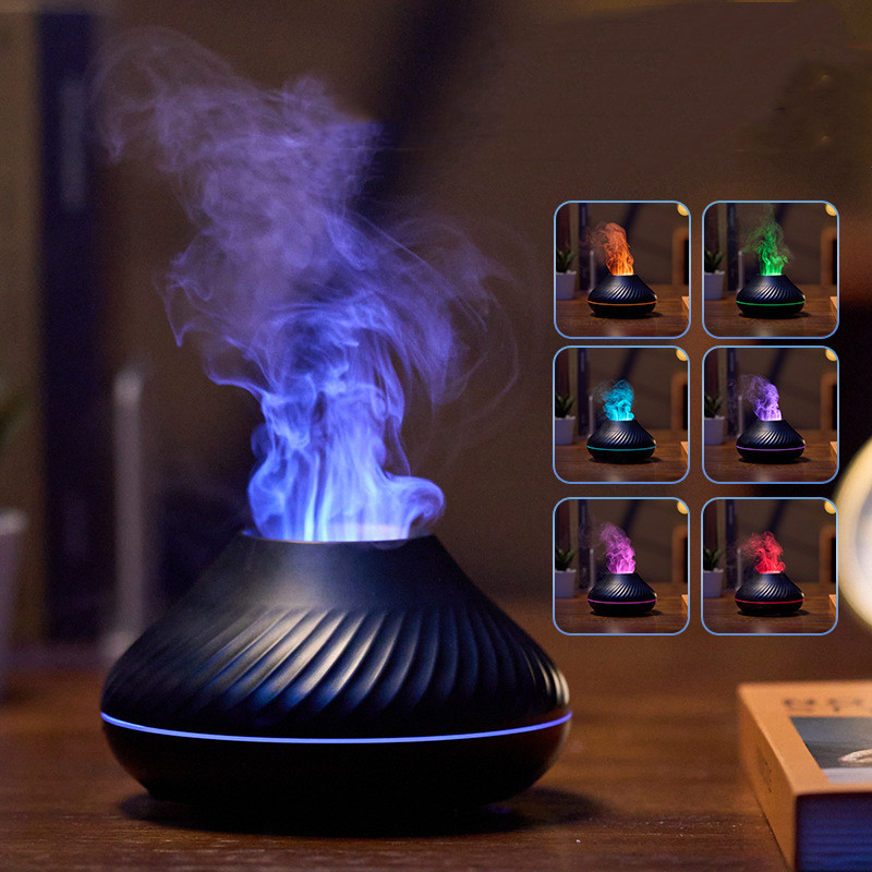 Volcanic Flame Aroma Diffuser – 130ml Essential Oil Humidifier with LED Flame Effect