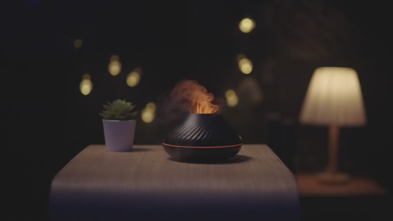 Volcanic Flame Aroma Diffuser – 130ml Essential Oil Humidifier with LED Flame Effect
